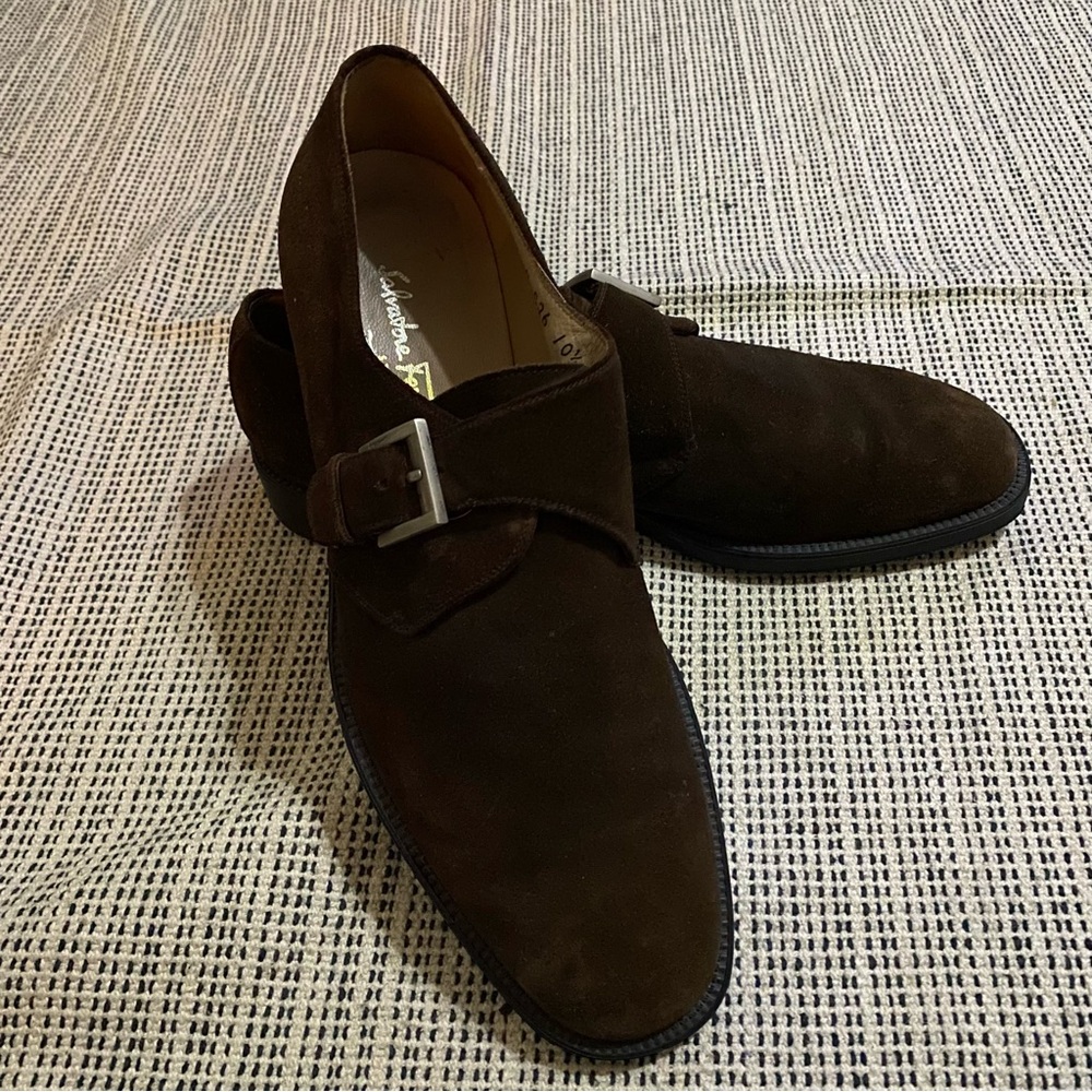 Salvatore Ferragamo  Brown Monk Strap Dress Loafers Men Size 10.5 D